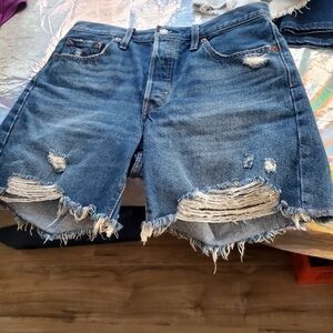 Levi's Distressed Blue Jean Shorts